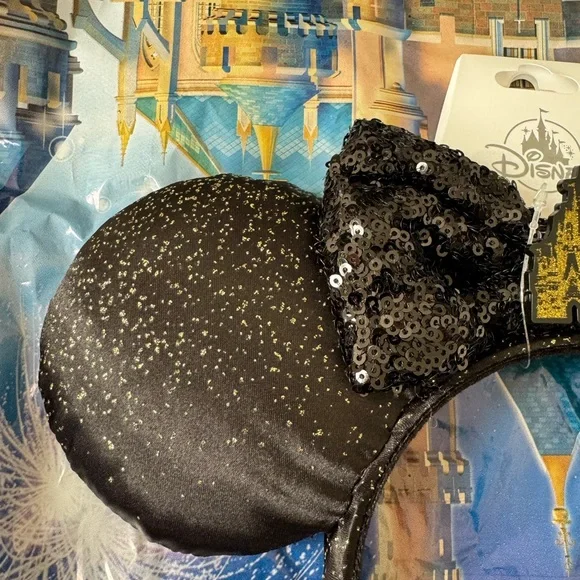 SOLD - Disney Parks Black And Gold Cinderella’s Castle Minnie Ears Headband (OS) - Picture 6 of 13